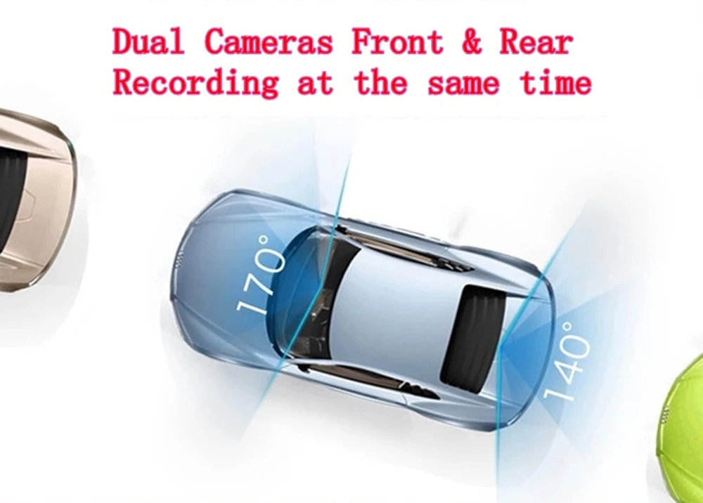 Koop 1080 p 2 Camera DVR 170 Graden Groothoek Dash Cam Achteruitkijkspiegel Auto Camera Auto Dashcam Recorder + Revresing beelden