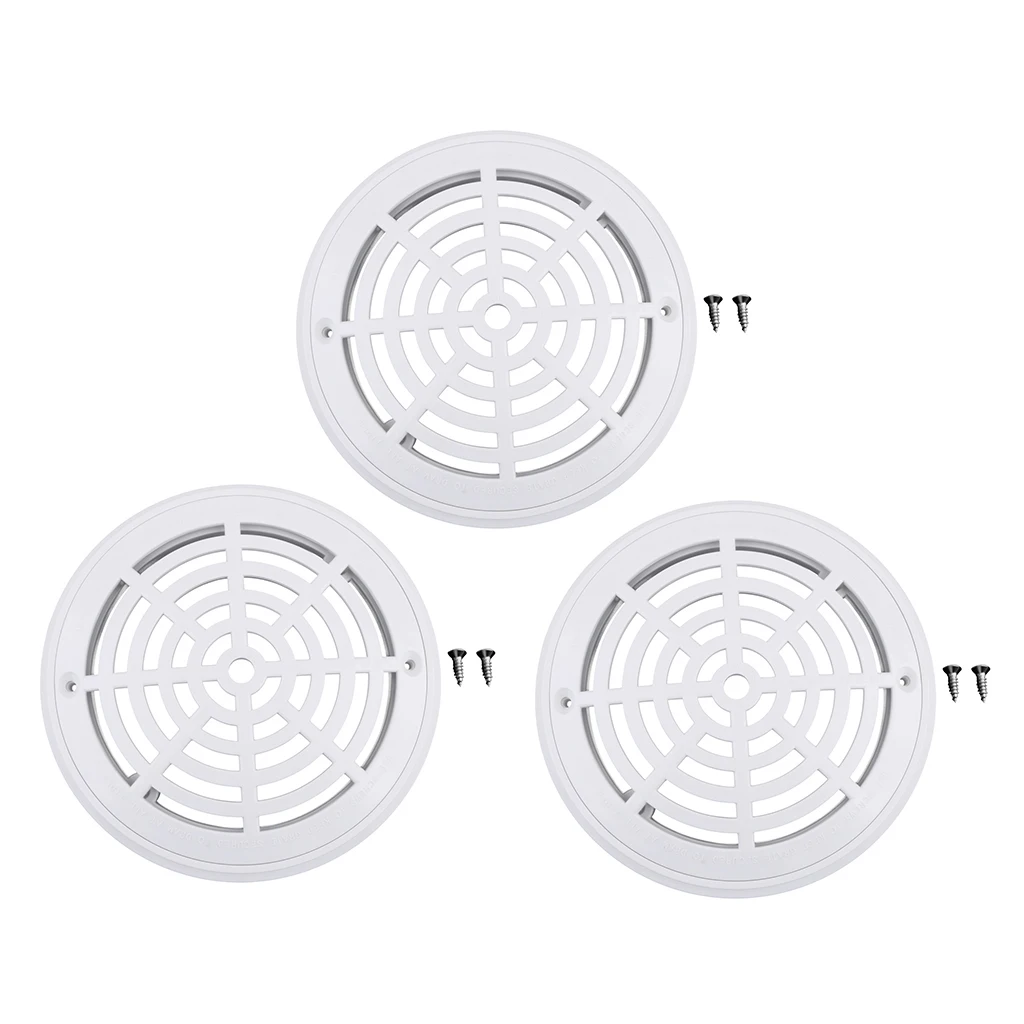 3 Pack 8inch Durable Dual Replacement Cover Main Bottom Drain for Swimming Pool In Ground & Above Ground Accessory with Screws