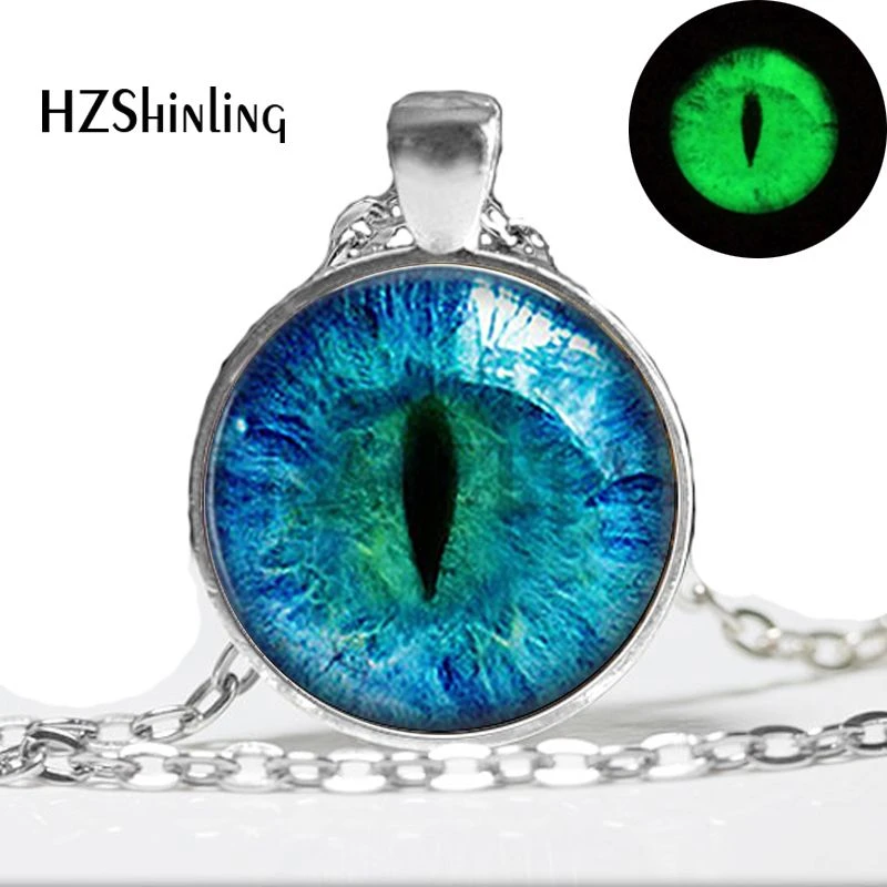 Collier œil De Chat Bleu Pendentif Image Lumineuse Bijoux Scintillants Cadeaux Pour Femmes Brille Dans La Nuit Aliexpress