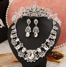 2016 Top quality Shiny Silver Plate Rhinestone Bridal Jewelry Sets Luxurious Crystal Wedding Jewelry sets for Women Accessories