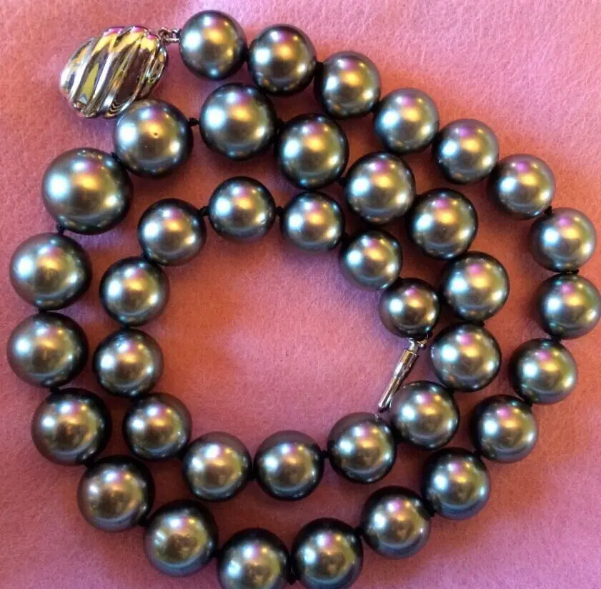 

Free Shipping >>>>> AAA natural 10-11mm tahitian black pearl necklace 18inch
