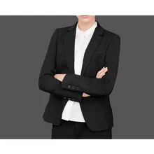New 2015 Custom made Black Autumn and Winter Fashion Women Pant Suits Work Wear Formal Ladies Business Sets Black Plus Size