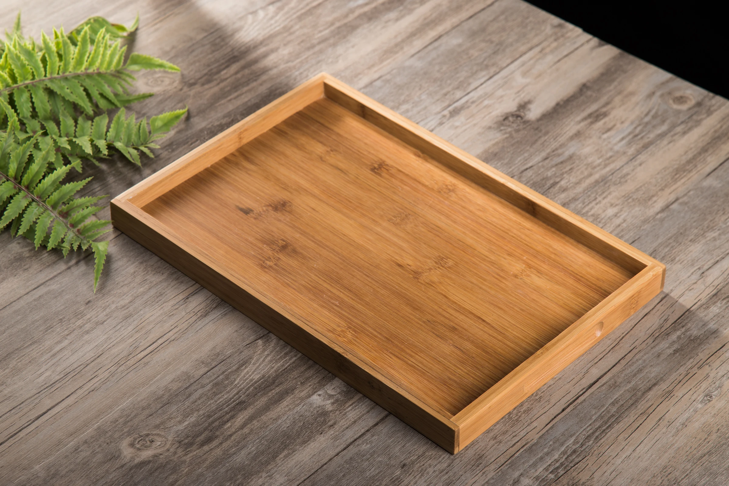 Elegant simplicity bamboo Wood tray rubber wood rectangular tea tray