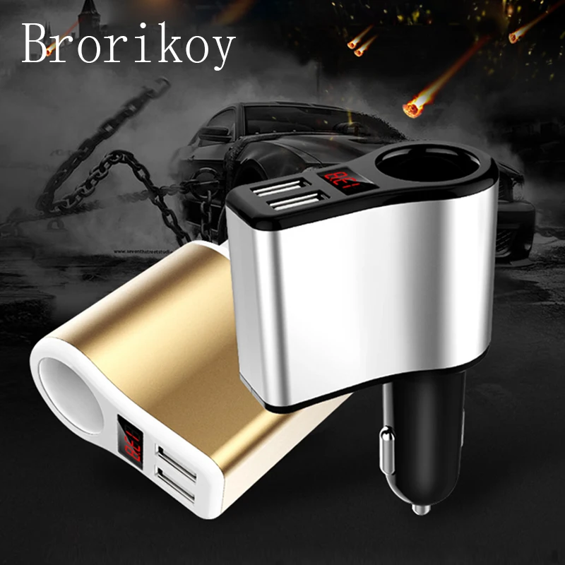 

Brorikoy Smart LED Display Car Charger for iPad iPhone Tablet Adapter Device Universal Mobile Phone USB Car-Charger Quick Charge