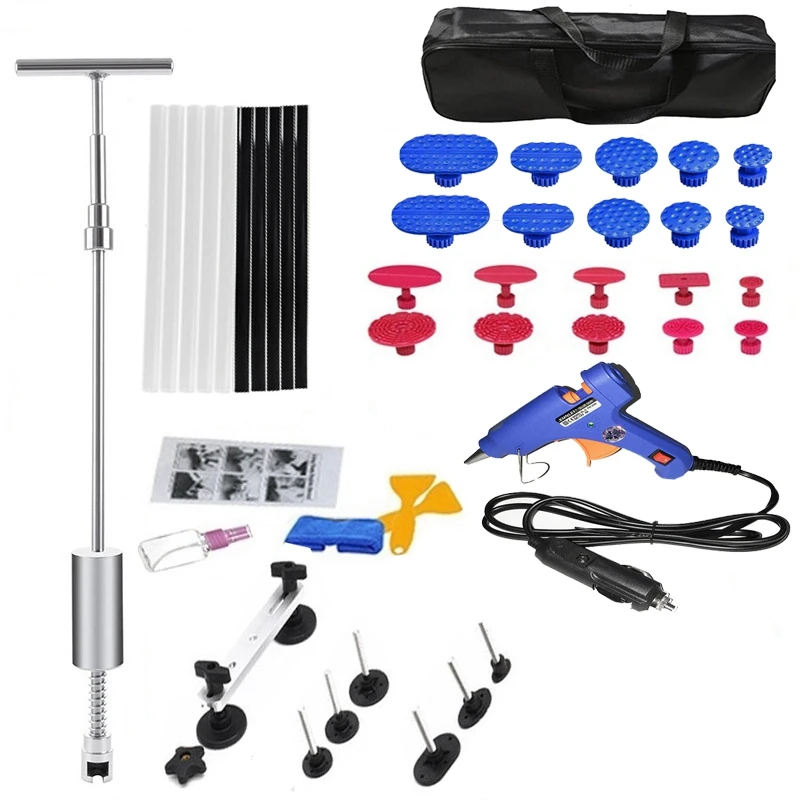 43Pcs/Set 12V Car Charger Plug Glue-Gun Hail Removal Dent Repair Tool Puller Painless Remover |