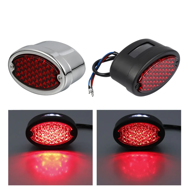 

Motorcycle Black Motorcycle Oval LED Tail Brake Light Running Lamp For Chopper Softail Slim Fat Boy Customs