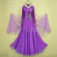 New Ballroom dance costumes sexy senior stones long sleeves ballroom dance dress for women ballroom dance dresses S-4XL BR397