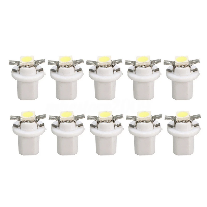 Universal 10pcs/set 1 SMD/ bulb T5 B8.5D 5050 1LED Dashboard Dash Gauge Instrument Light Bulb White Reading Light