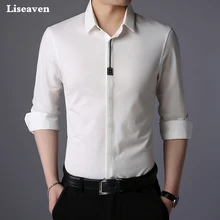 Liseaven, мужская рубашка, бренд, мужские хлопковые рубашки, с длинным рукавом, платье, рубашка с отложным воротником, кардиган, Повседневная рубашка, мужская одежда