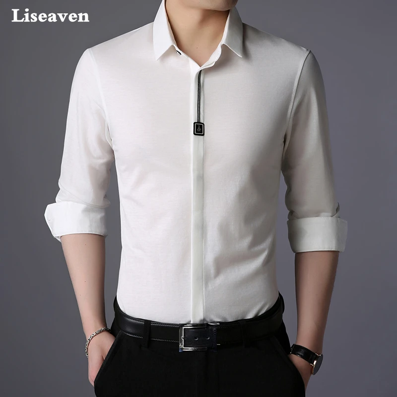 Liseaven Men's Shirt Brand Men Cotton Shirts Long Sleeves Dress Shirt Turn-down Collar Cardigan Casual Shirt Men's Clothing Liseaven Men's Shirt Brand Men Cotton Shirts Long Sleeves Dress Shirt Turn-down Collar Cardigan Casual Shirt Men's Clothing