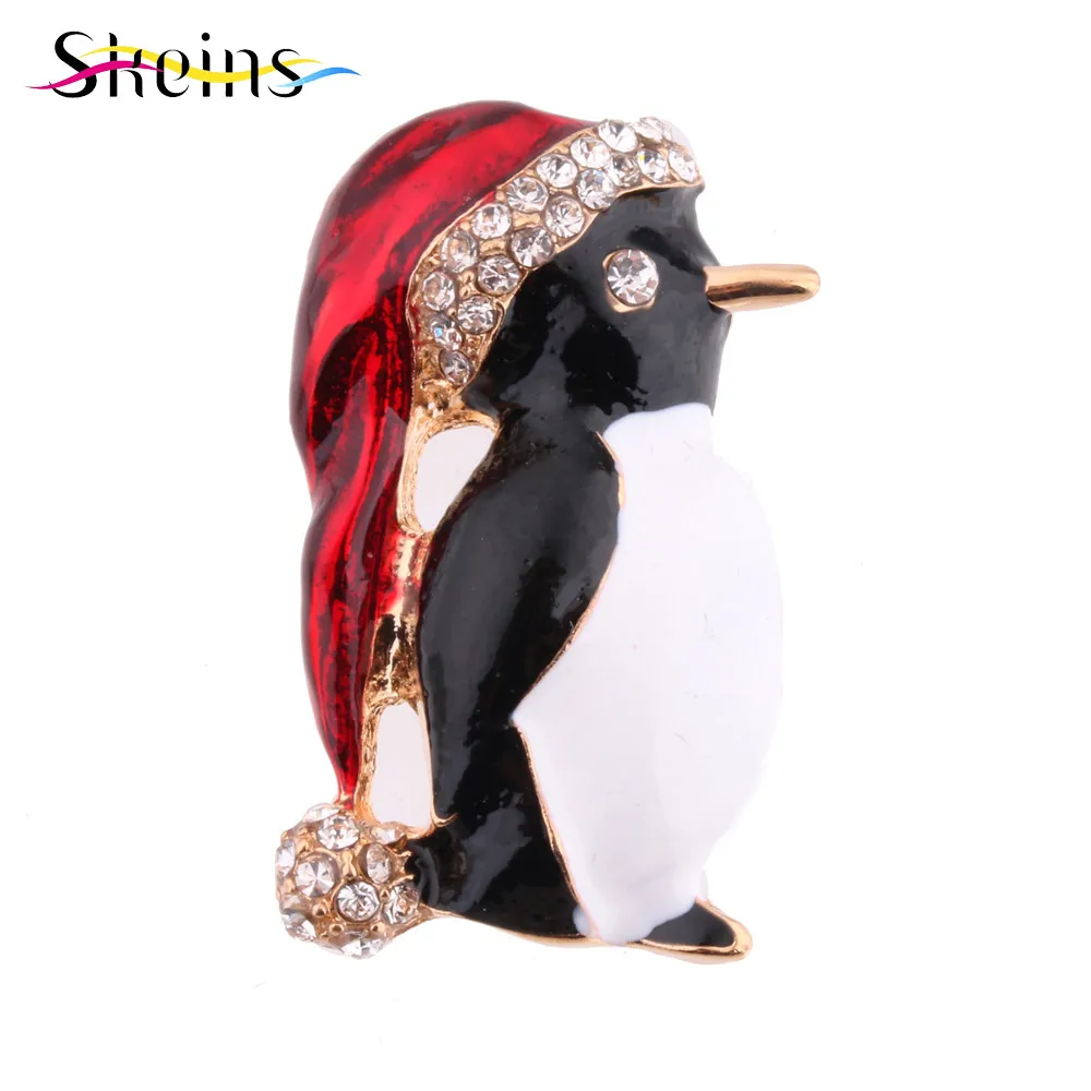 YAZILIND Delicate Christmas Penguin Rhinestone Brooch - Silver Alloy Women's Jewelry Accessory