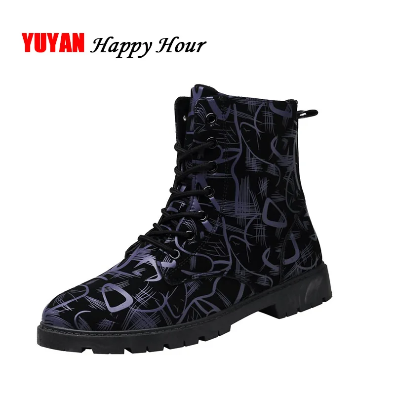 

2018 Autumn Early Winter Boots Men Fashion Ankle Boots Brand Men's Boots Non-slip Outsole Black Blue KA279