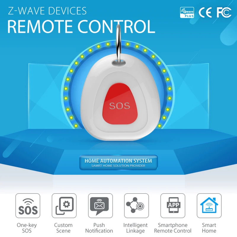 НЕО COOLCAM Z-wave плюс умный дом один ключ SOS датчик сигнализации умный дом автоматический сенсор совместим с 300 и 500 серии