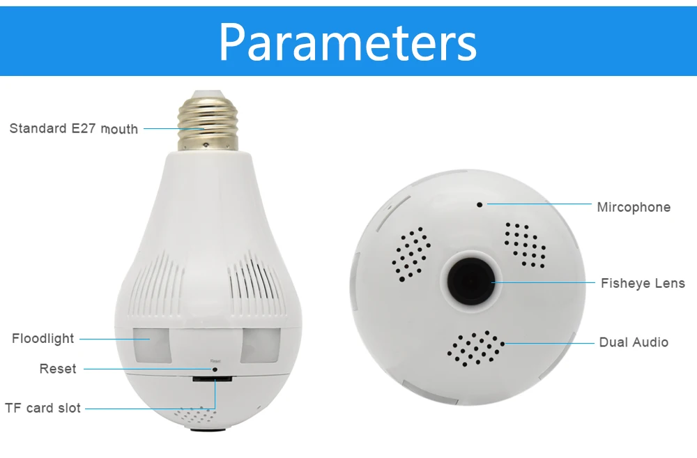 Wistino WiFi камера Крытый панорамный VR ip-камера рыбий глаз 960P лампочка Беспроводная радионяня умная домашняя камера безопасности