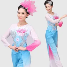 Женский китайский национальный костюм Fenmale группа барабанный танец костюм топ+ брюки+ головной убор Yangko одежда для танцоров 18