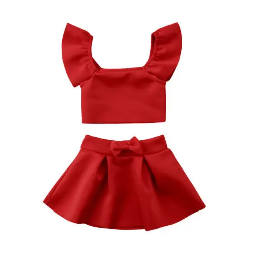 

Fashion Newborn Kids Baby Girls Formal Off Shoulder Crop Top Skirt Outfits Clothes Sets
