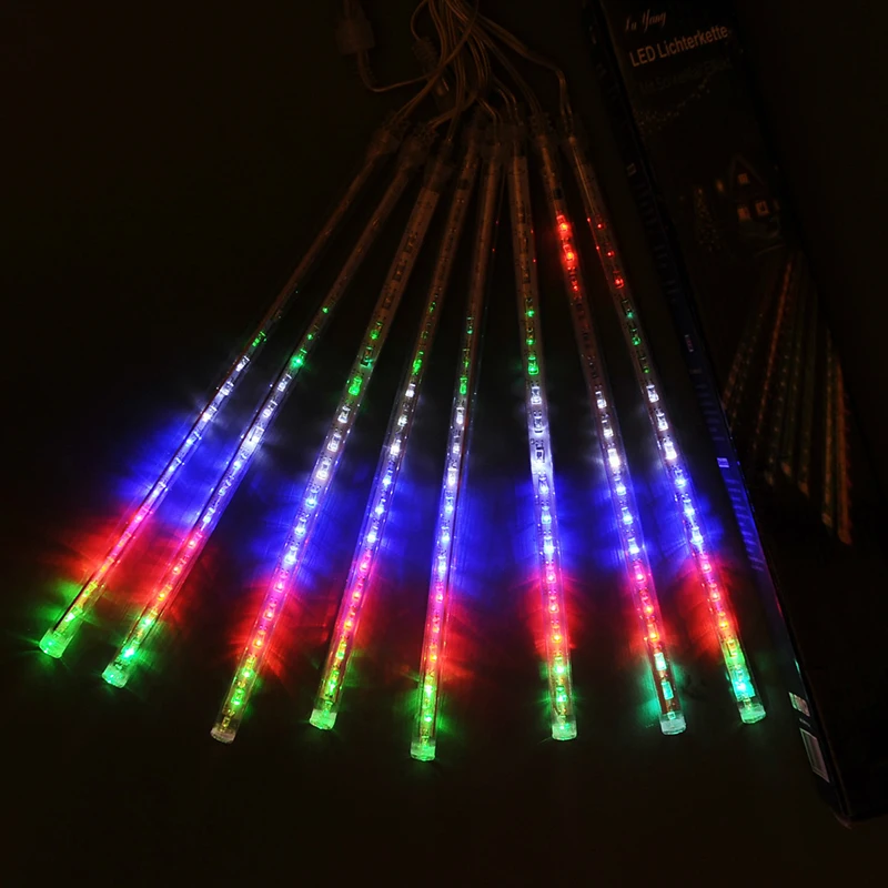 Светодиодный Рождественский светильник s многоцветные 20 Вт, 30 Вт, 50 см трубки «метеоритный дождь» AC100-240V Свадебная вечеринка сад Xmas шнура светильник на открытом воздухе