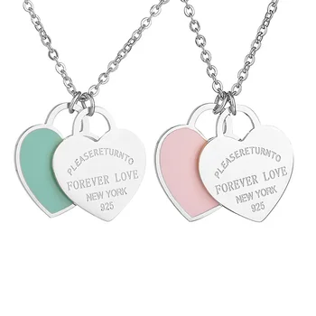 

Trendy Heart Necklace&Pendant Enamel Stainless Steel Brand Tiff Design Chain Necklace Gold Color Charm Women New York Jewelry
