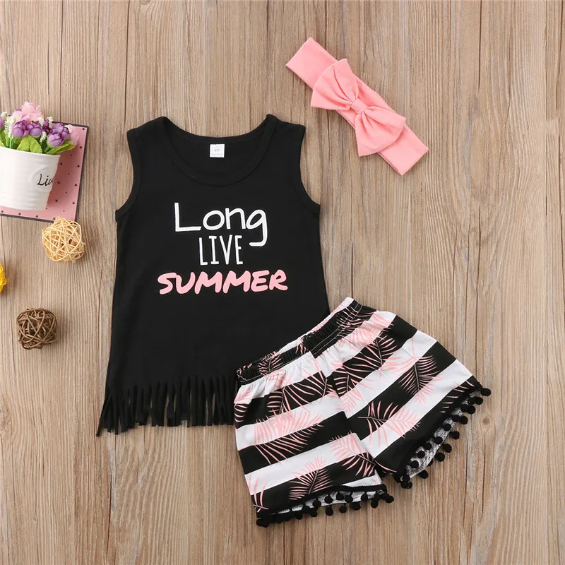 

Disney 3pcs Baby Set Summer Infant Baby Girl Clothes Set Vest Top+Floral Shorts With Headband Baby Girl Outfit 0-24M