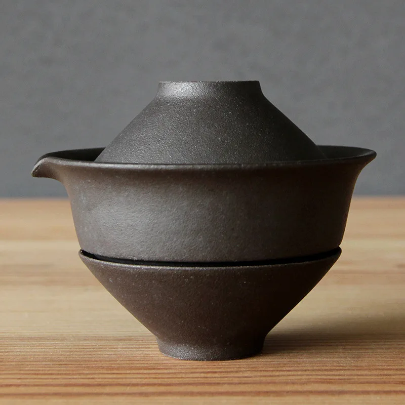 Набор керамических чайных чашек, портативная японская посуда для путешествий, чайная чашка кунг-фу, 1 горшок, 2 чашки, для дома, офиса, путешествий, винтажная посуда для напитков, Gaiwan