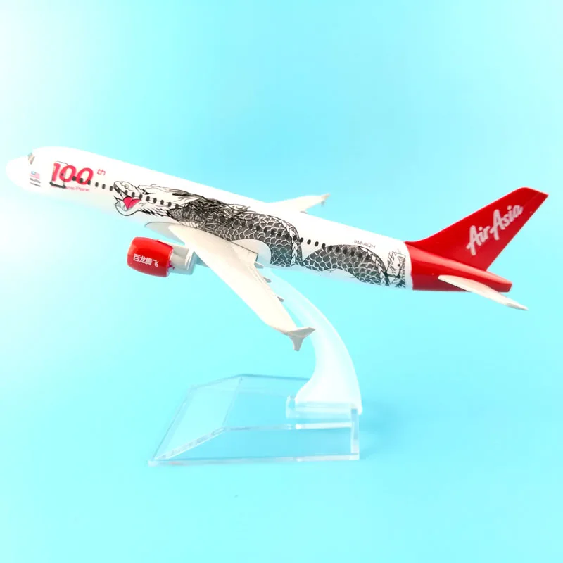 

NEW 16cm Asian Air Asia Plane Model Airbus 320 A320 100th Dragon Airlines Alloy Airplane Model w Stand Kids Gift Collections