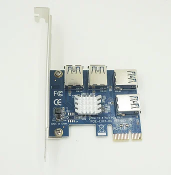 

Free shipping 4 in 1 PCI-E Riser Adapter Board 1 to 4 PCI-E 1X Express USB3.0 PCI-E Rabbet Ethereum Mining ETH
