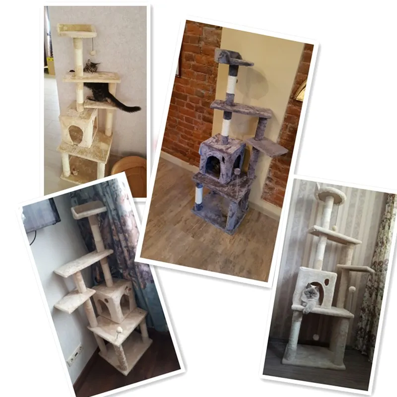 RU Domestic Delivery Cat Tree House for Cat Cat Tree Tall Cat Tower Bed With Scratching Post Kitten Toys Mascotas RU Domestic Delivery Cat Tree House for Cat Cat Tree Tall Cat Tower Bed With Scratching Post Kitten Toys Mascotas
