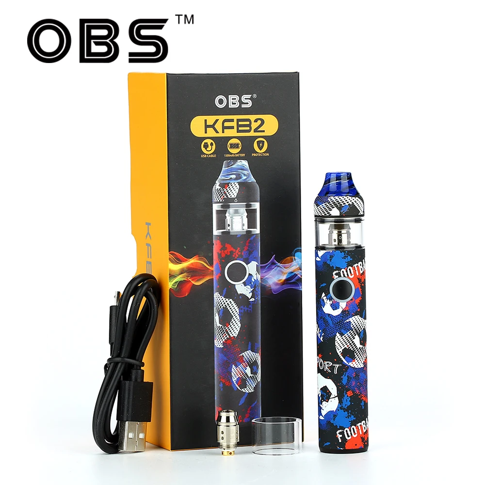 

New Original OBS KFB2 AIO Starter Kit w/ 1500mAh Battery & 2ml Tank & 0.6ohm/1.2ohm Coil E-cig Kit for MTL / DL Vape Vs Cube X