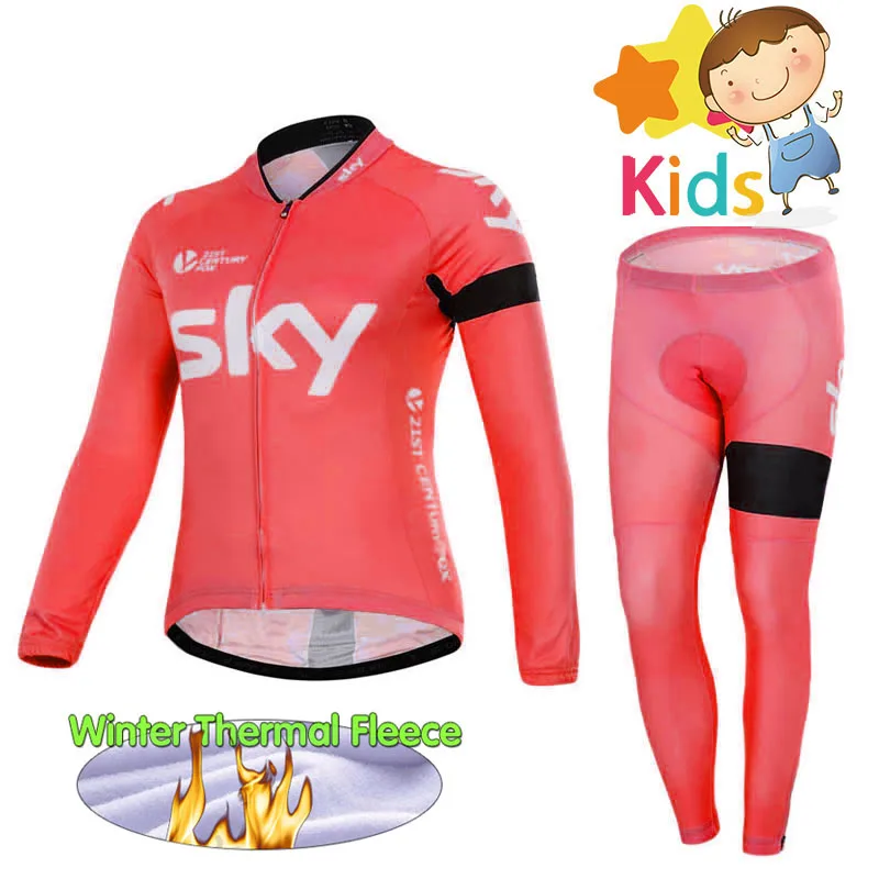 

4 Colors Winter Thermal Fleece Cycling Clothing for Children Long Sleeve Cycling Wear for Kids Bike MTB Jerseys Cycling Sets
