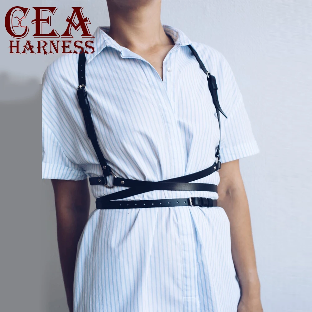 

CEA.HARNESS Wholesale Promotion Women Waist Bondage Top Quality PU Leather Straps Slim Garter Belts Restraint Harness Suspenders