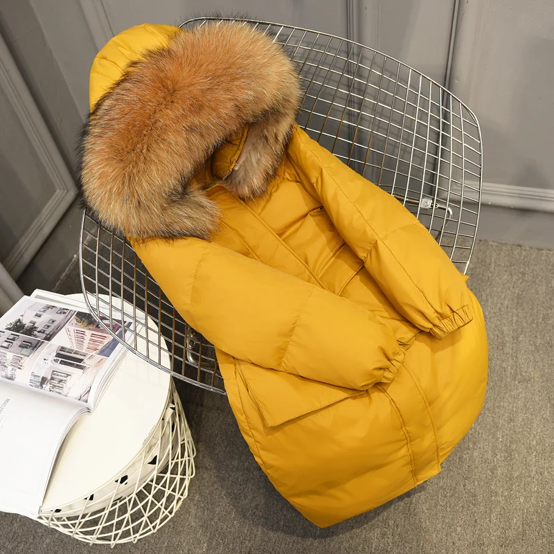 Fourrure Brown Épais Outwear Black Chaud Veste De Grand Yellow À Canard Parkas Pink Réel Femmes Long Rose Rh01058 Capuchon yellow Blanc Duvet black Down Fur Fu Beige white Femelle Hiver Manteau Lâche Fur Fur Col Red 0OqwgO
