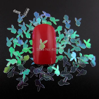 

MNS539 AB Various color 4*6MM Rabbit shape spangles for nails decoration acrylic nail art glitter studs 1000pcs wholesale