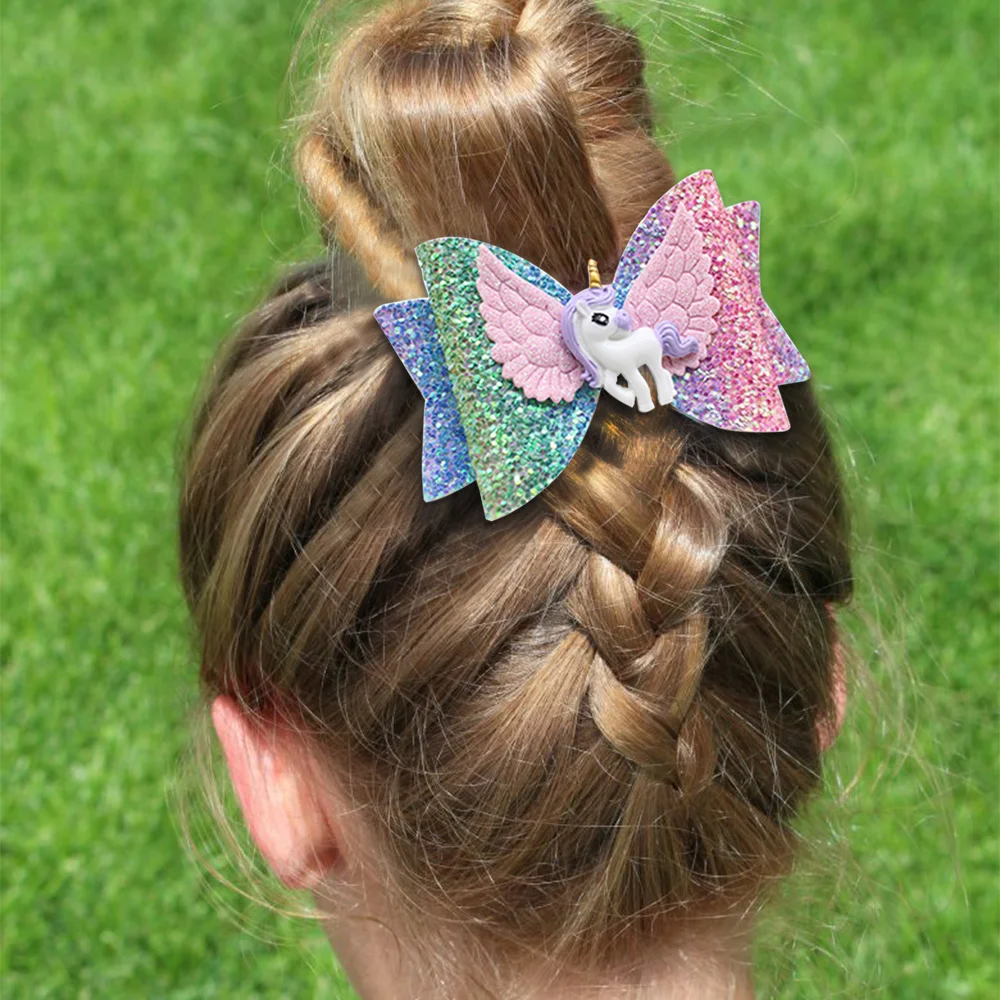 2019-NEW-Unicorn-Wing-Hair-Accessories-for-Girls-Children-Princess-Glitter-Hair-Bows-Clips-Handmade-Hairpins