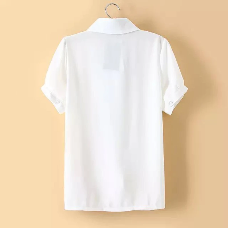 2018 Ropa Mujer Plus Size Ropa para Mujer blusas manga corta vuelta-abajo camisas de la gasa de las señoras Chemise Femme