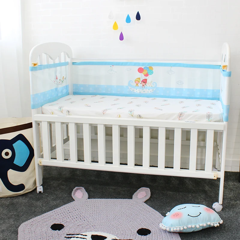 Baby Bed Bumper Soft Breathable 3 Layers Mesh Crib Protector Cute Cartoon Pattern Croth To The Cot Fit For All Size Crib Round