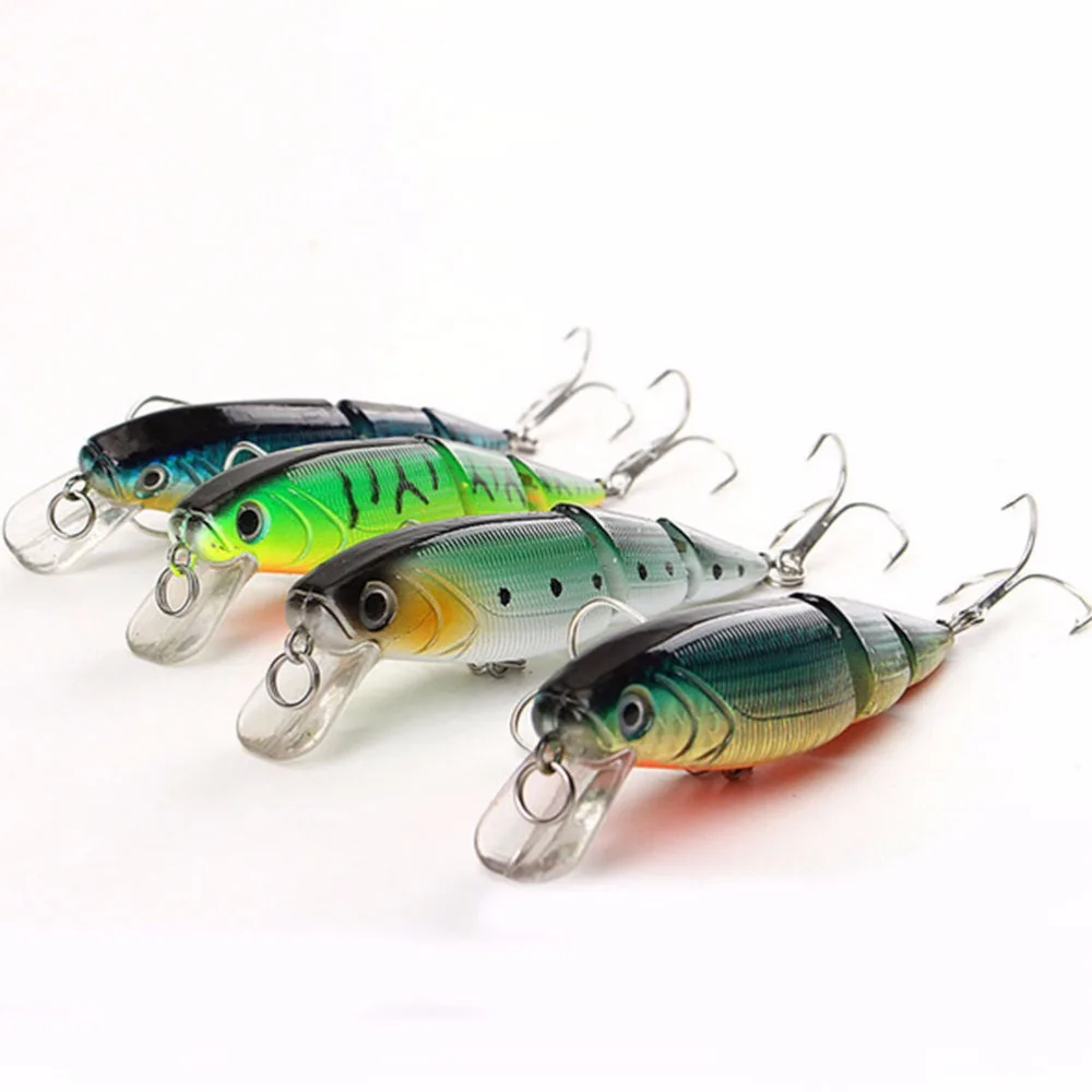  1 Pcs Hard Plastic Shining Colors Swim bait 3 Segments Simulation 3D Fish Eye Minnow Fishing Lure S