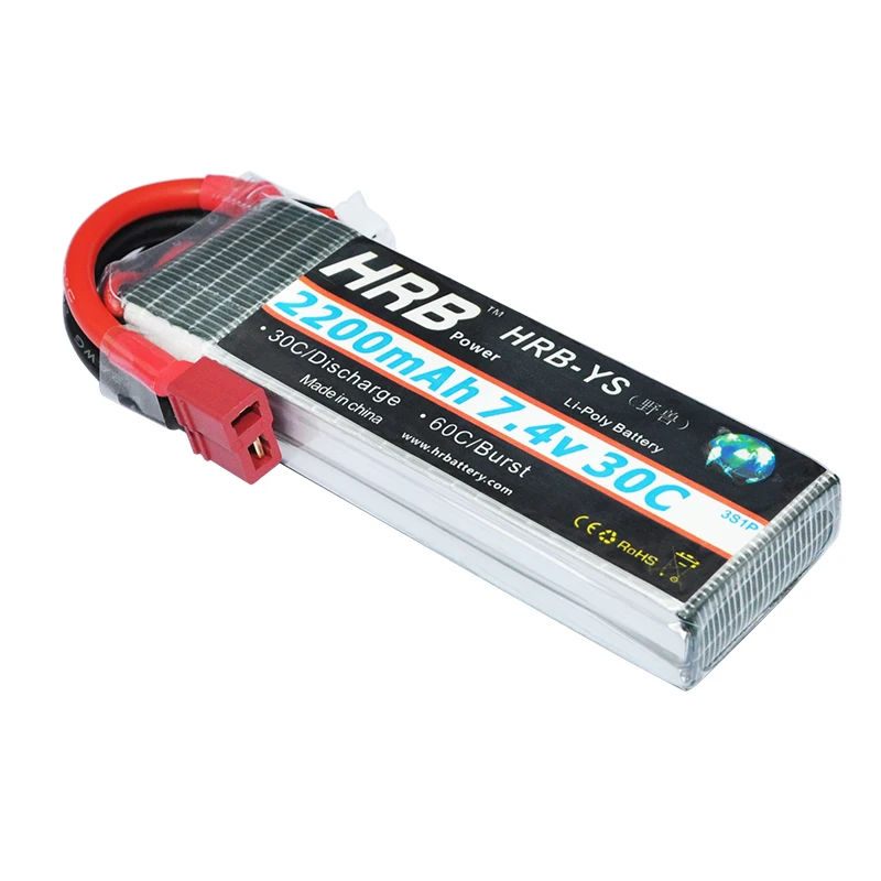 

HRB Lipo Battery 7.4V Lipo 2s 2200mAh 30C Burst 60C RC Batteria Drone AKKU For WLtoys 10428 1:10 RC Helicopter Car Boat