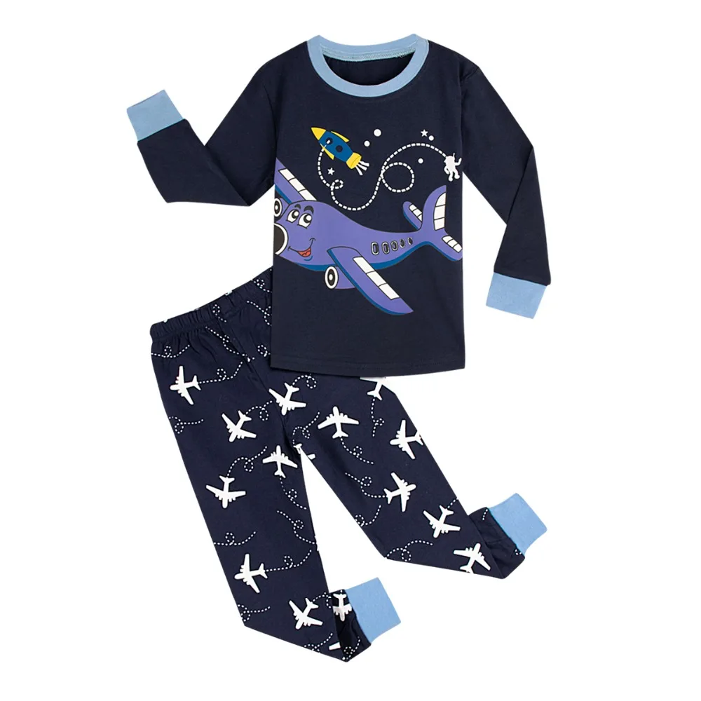 Пижамы для мальчиков, мотоциклетные пижамы, детские набор для сна с экскаватором, детские зимние пижамы с длинными рукавами, детские пижамы с героями мультфильмов, комплект одежды