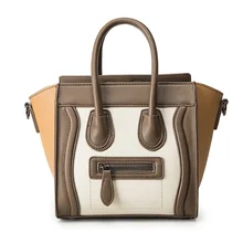 Bolsos Mujer 2016 Smiley Trapecio Bolso de Mano Bolso de Las Mujeres Bolsa de Hombro Famoso Diseñador de la Marca de Lujo de La Pu de Cuero Bolsos Crossbody Sac