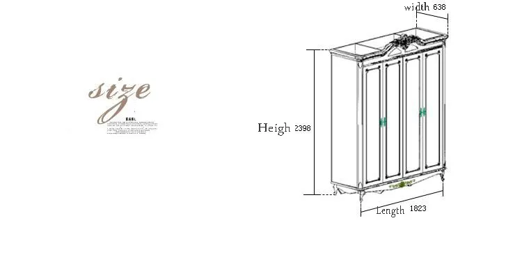 Четырехдверный шкаф современный европейский весь гардероб французский мебельный шкаф для спальни p10195