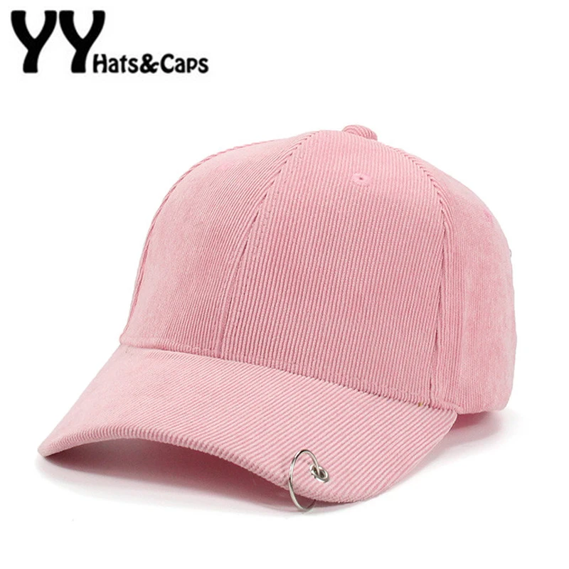 

Women Dad Hat with Metal Ring Baseball Cap Men Corduroy Cap Unises Solid Hat Hip Hop Cap Casual Snapback Cap Bone YY17140