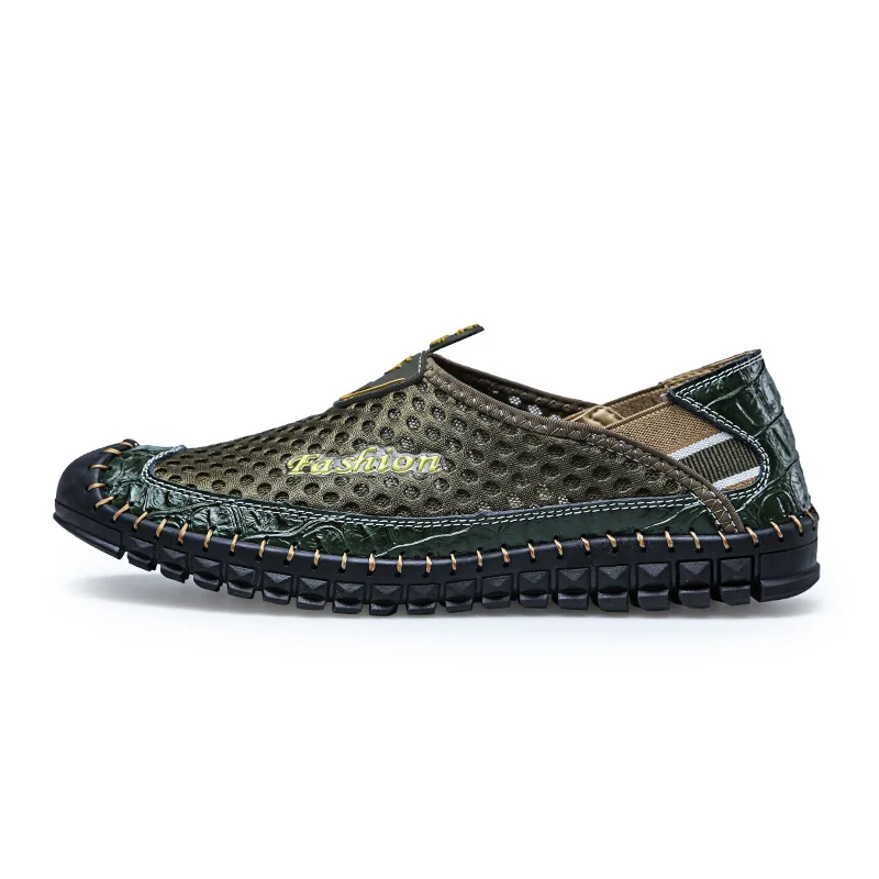 Mocassins Nouveau Slip Cuir Véritable D'été on 35 Casual Voiture Mode Cutanée Étanche Chaussures blue Maille En Xiaguocai L47 Hommes 2017 brown Green De wqIfgf