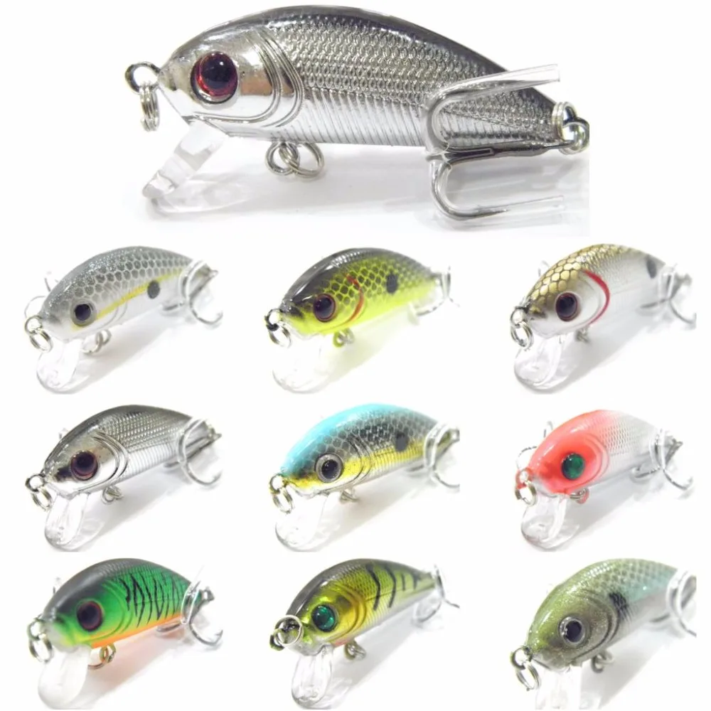 wLure Fishing Lure Hard Bait Tight Wobble Sinking 4.5cm 8# Black Nickel Hooks Tiny Minnow Crankbait C544
