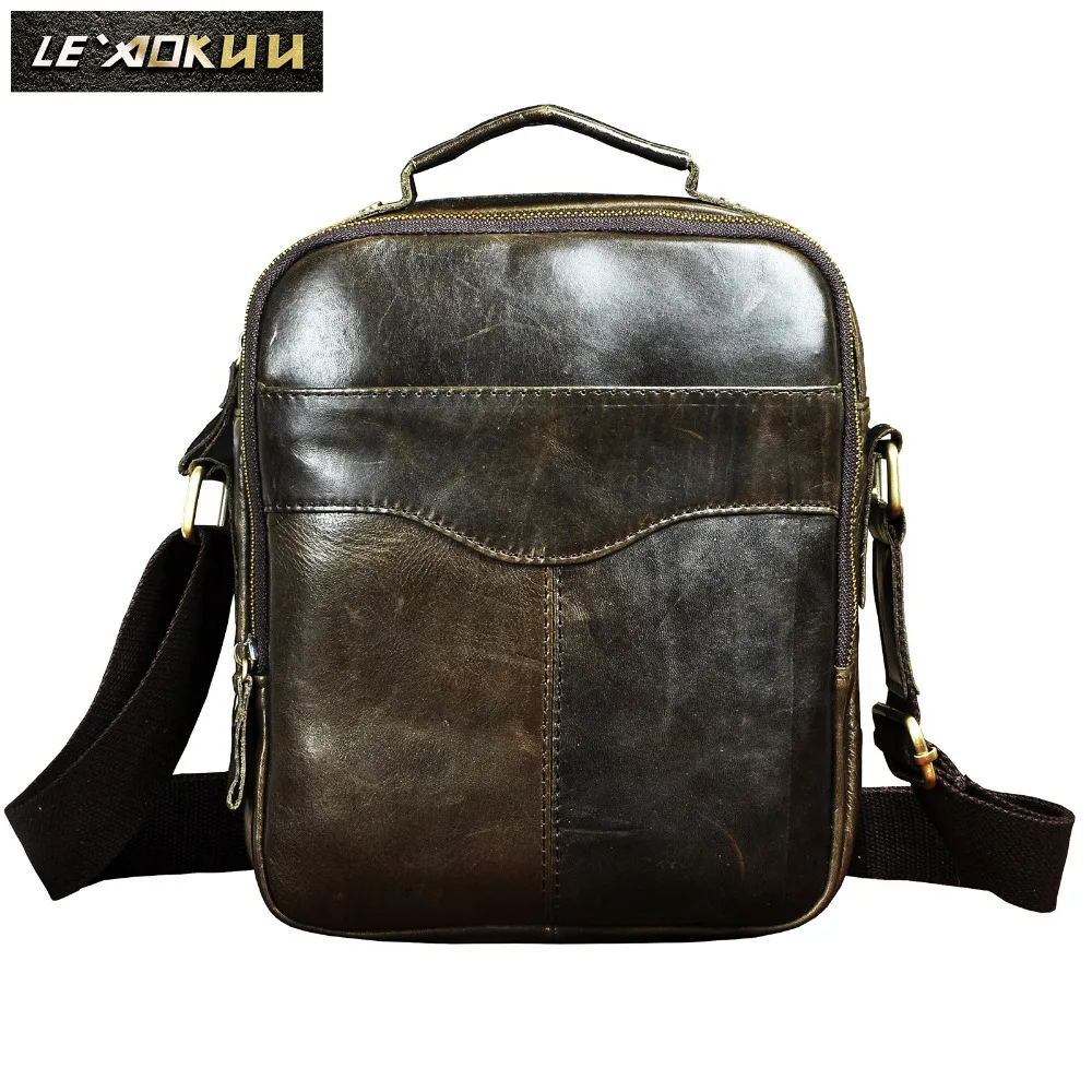Leather Male Fashion Casual Design Satchel Crossbody Messenger Shoulder Strap Bag College School ...
