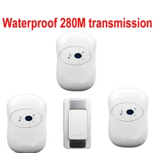 Колокольчик wih 1 излучатель+ 3 приемника водонепроницаемый 280 м Рабочий беспроводной дверной звонок, дверной звонок, беспроводной, беспроводное кольцо, дверной звонок