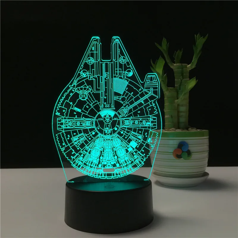 Звездные войны Сокол Миллениум 3D Голограмма лампочка ночник USB Luz De LED сенсорный