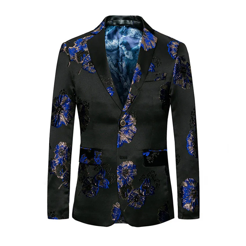 AreMoMuWha 2018 New Spring Autumn Slim Print Suits Men Single Breasted Plus Size Blazers 6XL Fit Men's Printed Suit Coats QX016