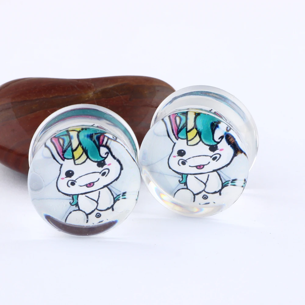 JUNLOWPY Acrylic Flared Ear Gauges Flesh Tunnels UV Plugs Body Stretching Piercing Flexible Tragus Earring Jewelry Mix 6-16mm