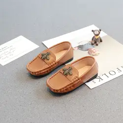 Новая обувь из натуральной кожи обувь для детей Для мальчиков и девочек обувь Туфли без каблуков Повседневные Дышащие Мокасины Обувь