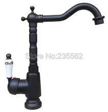 Classic Black Oil Antique Brass Swivel Spout Kitchen Faucet Ceramic Handle Wash Basin Mixer Sink Faucet Single Hole Tap lnf334